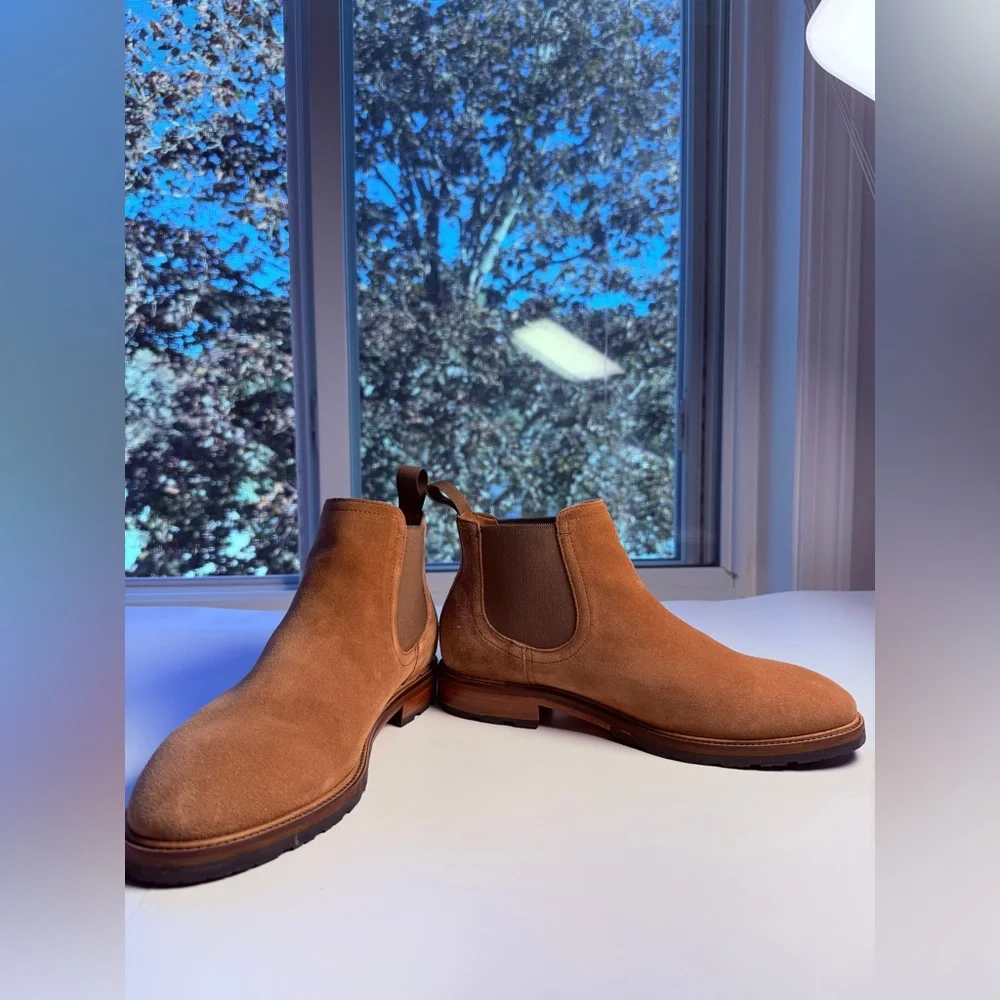 COLE HAAN MENS TAN SUEDE BERKSHIRE LUG CHELSEA BOOTS SIZE 8 MEDIUM - Picture 11 of 16